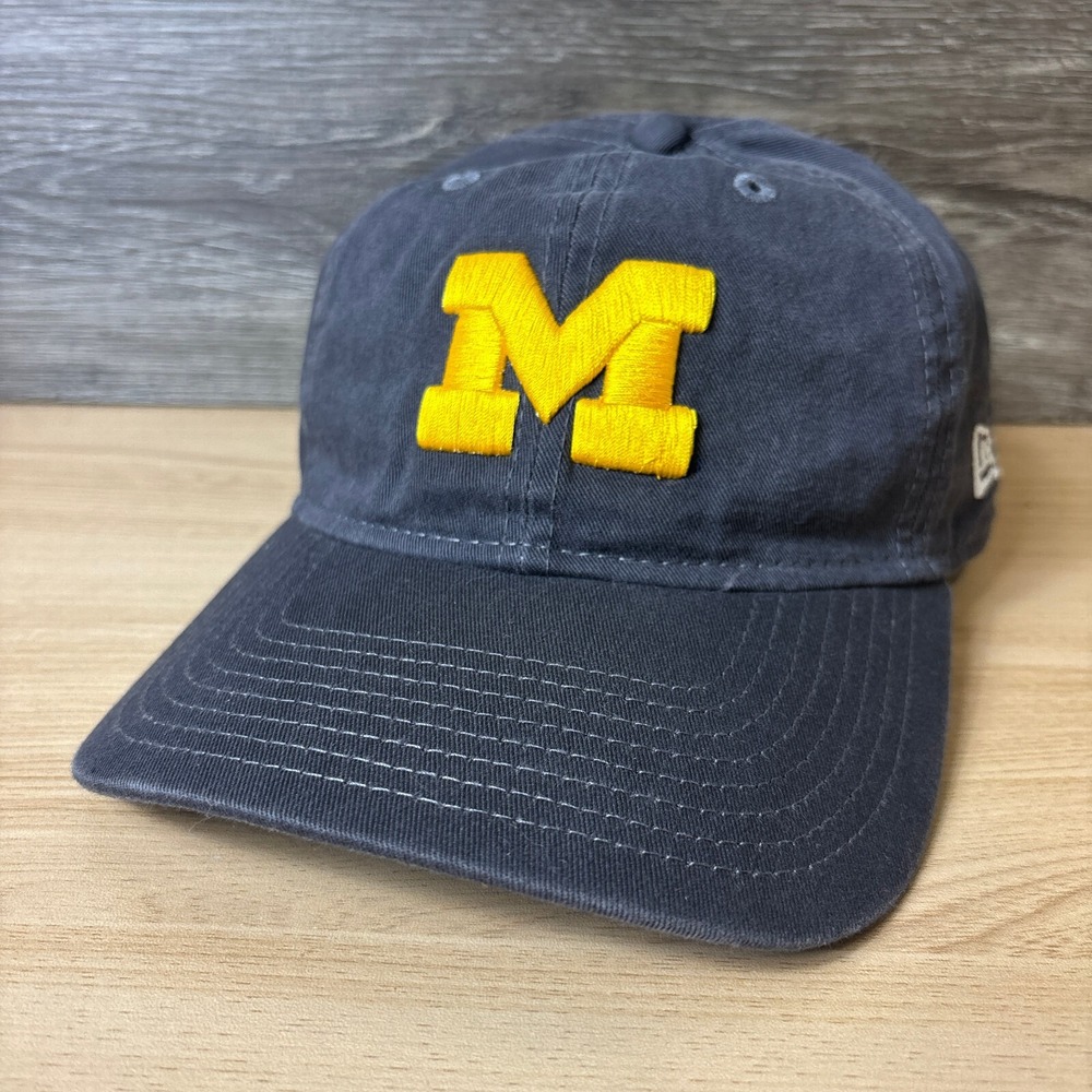 Michigan Wolverines Hat Cap‎ Strap Back Gray Blue New Era Adjustable